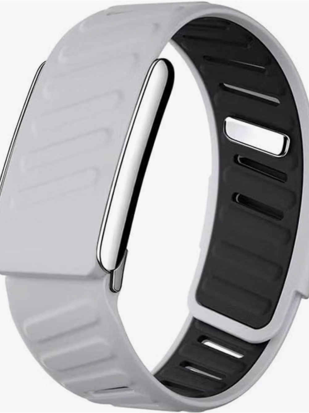 & Other Stories Two-Tone Gray Silicone Tracker Band with Silver Accent